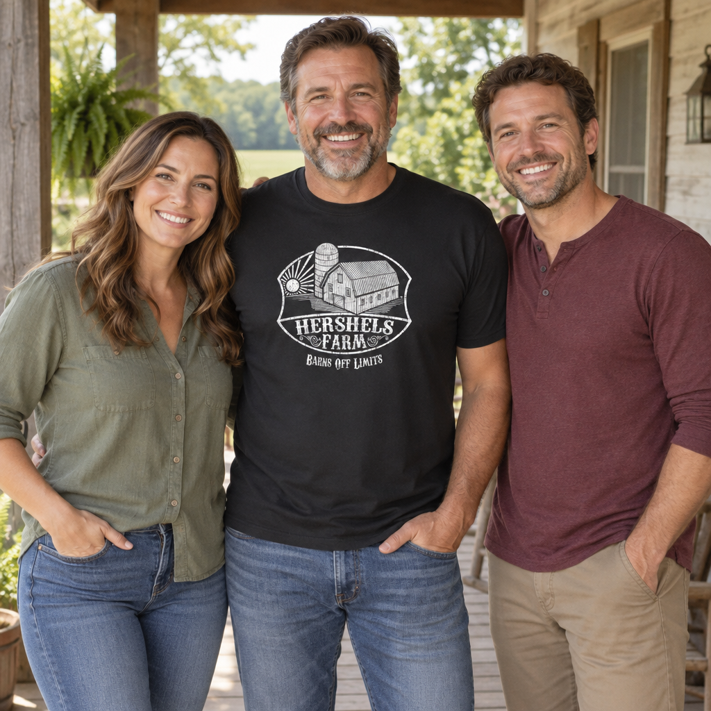 Hershel's Farm — Black T-Shirt — lifestyle group