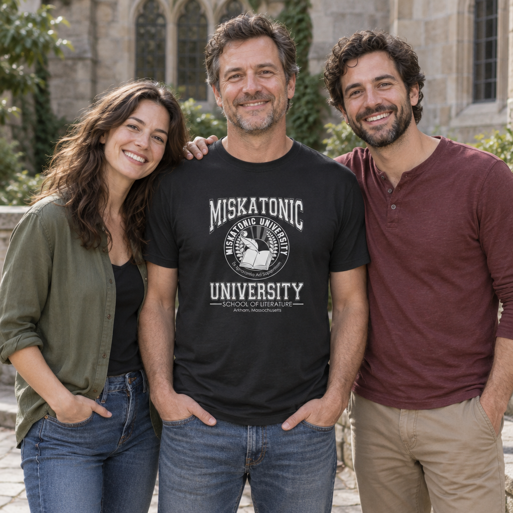 Miskatonic University School of Literature — Black T-Shirt — lifestyle group