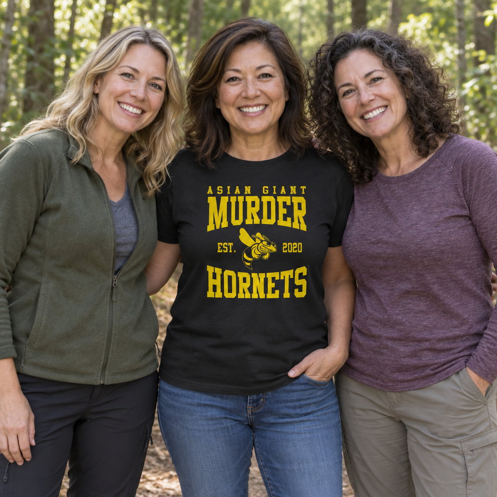 Asian Giant Murder Hornets — Black T-Shirt — lifestyle group
