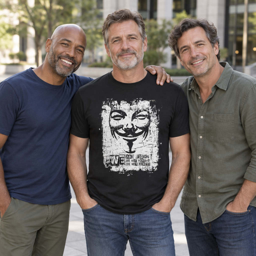 We Are Legion Mask — Black T-Shirt — lifestyle group