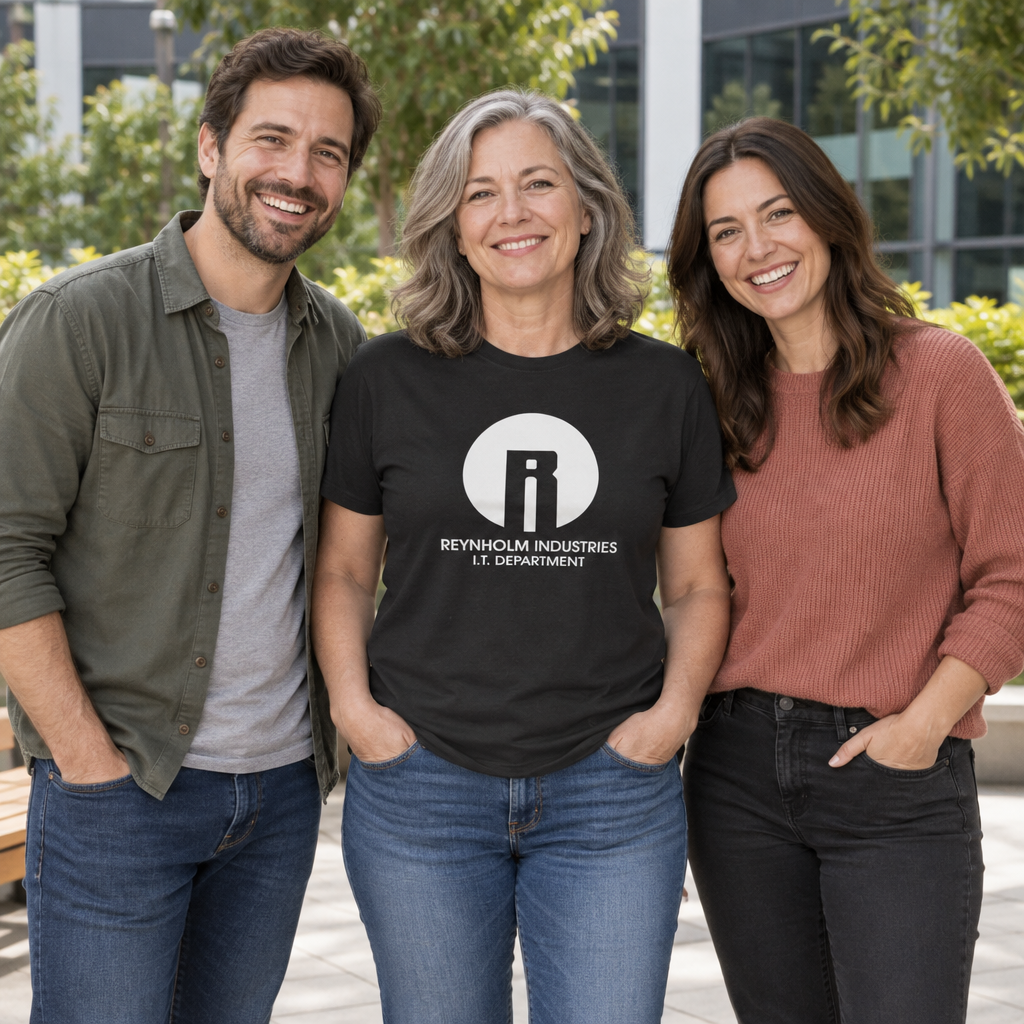 Reynholm Industries IT Department — Black T-Shirt — lifestyle group