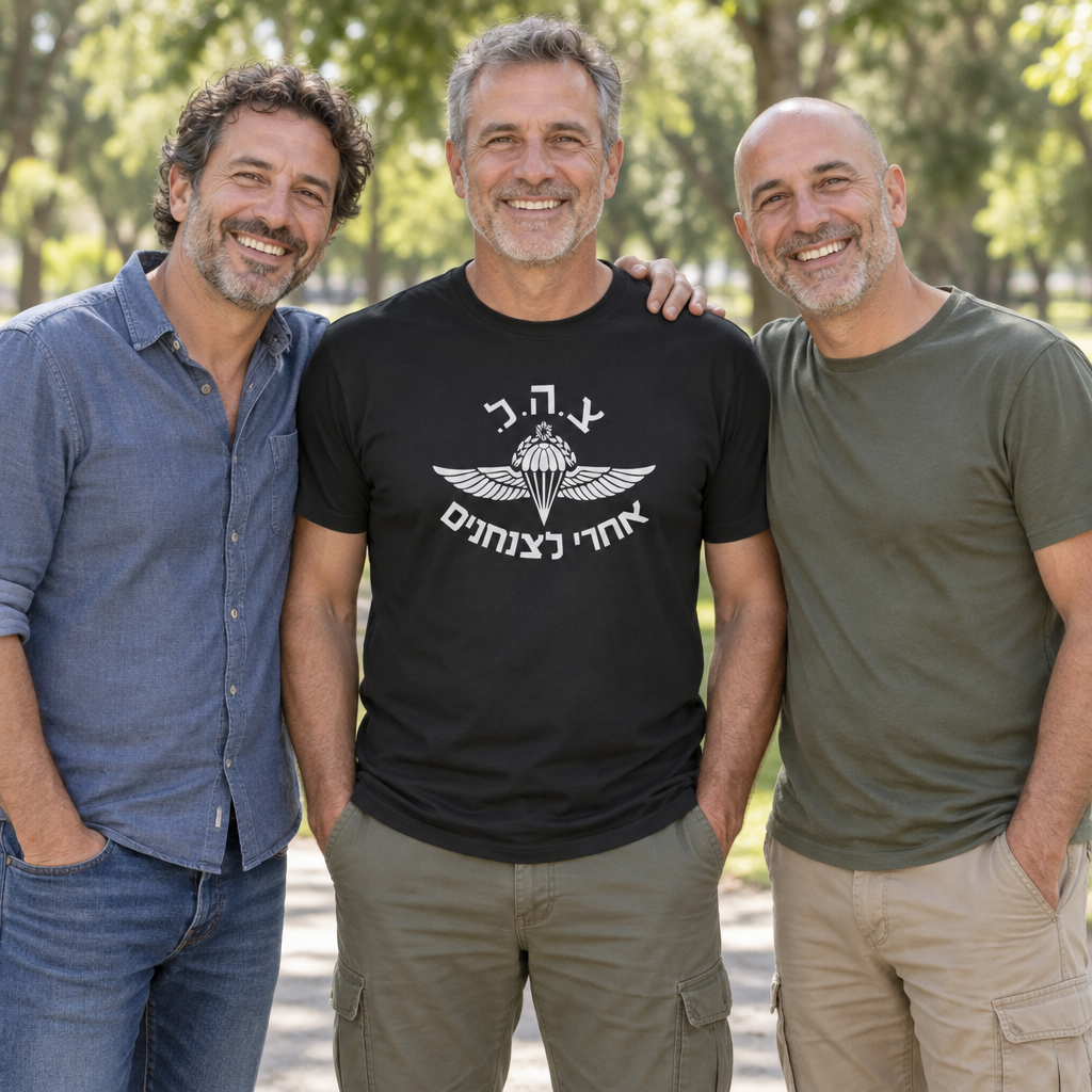 Israeli Paratrooper Emblem — Black T-Shirt — lifestyle group