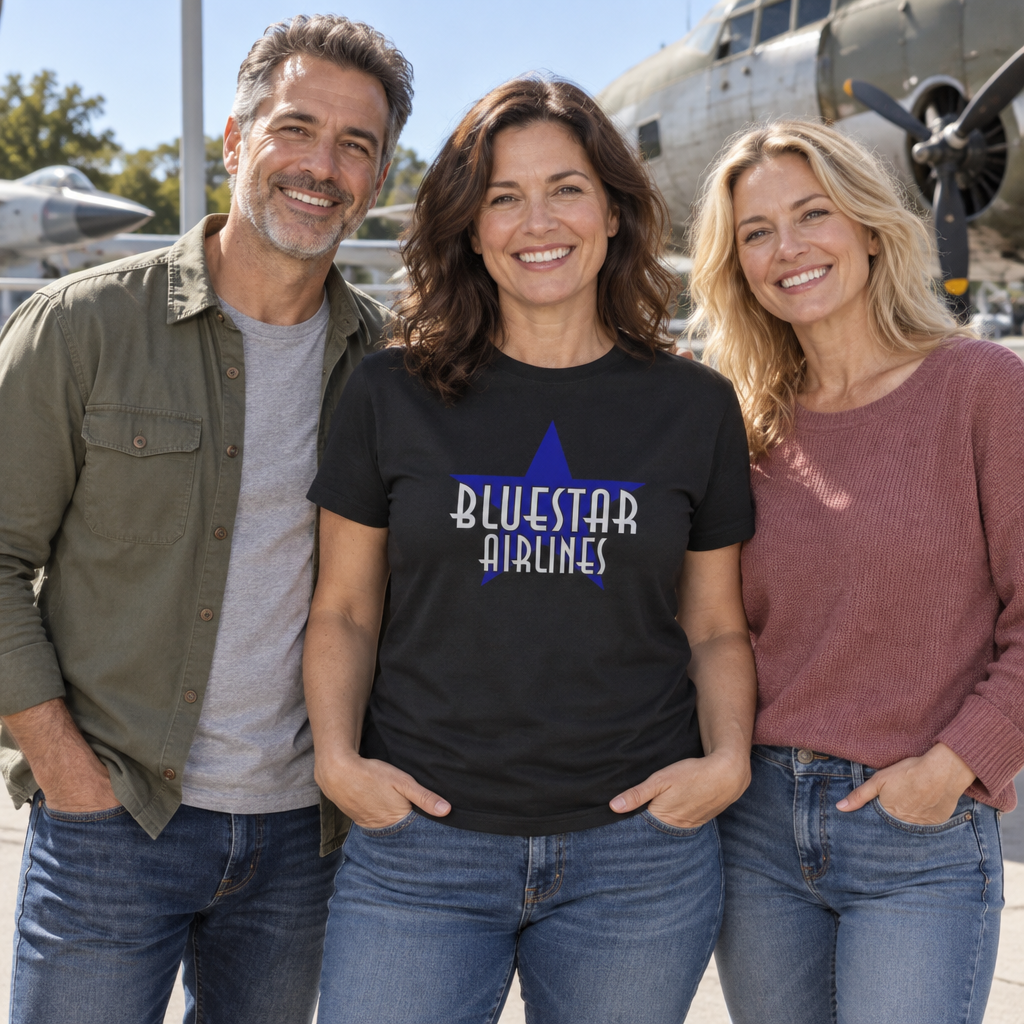 Bluestar Airlines — Black T-Shirt — lifestyle group