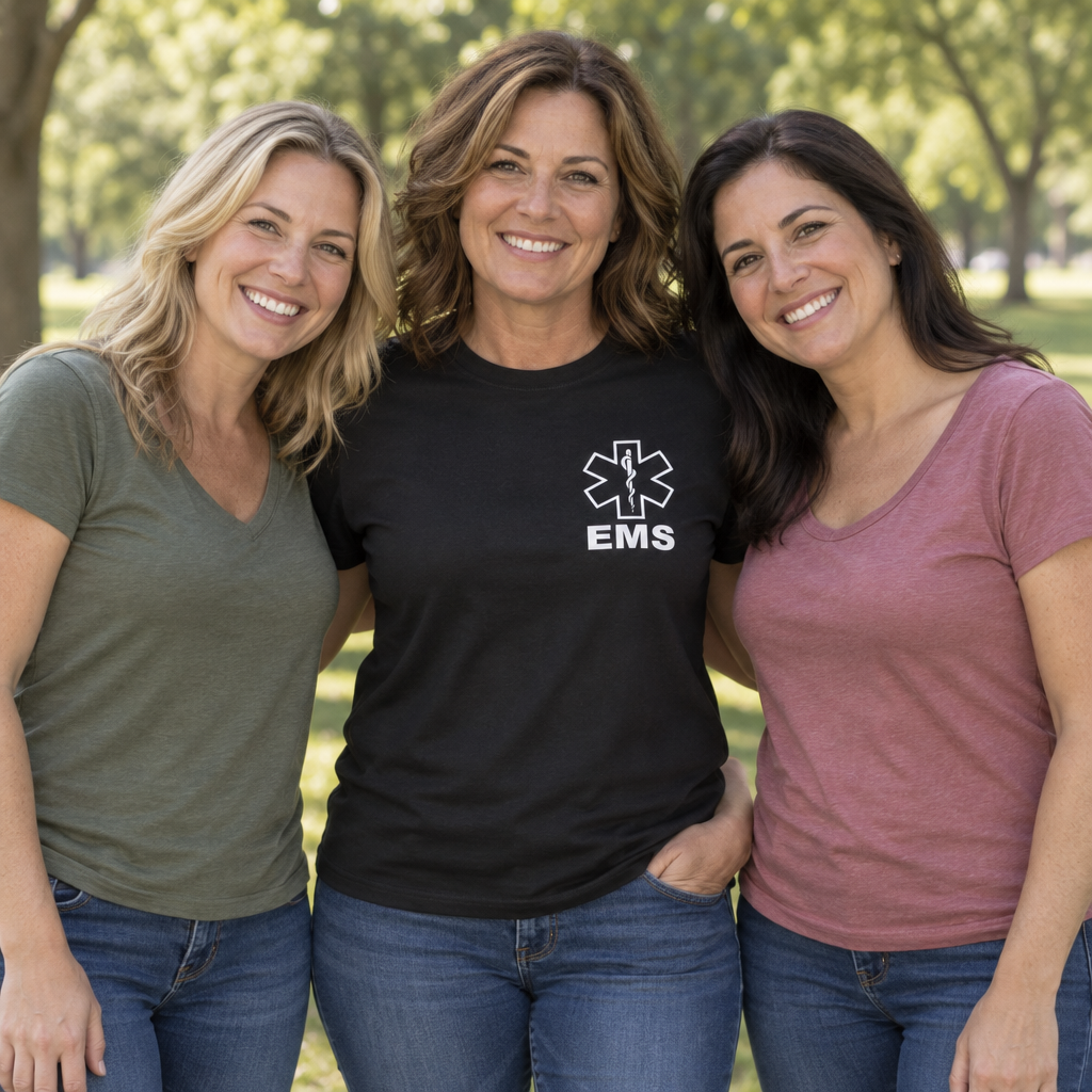 EMS Star of Life — Black T-Shirt — lifestyle group