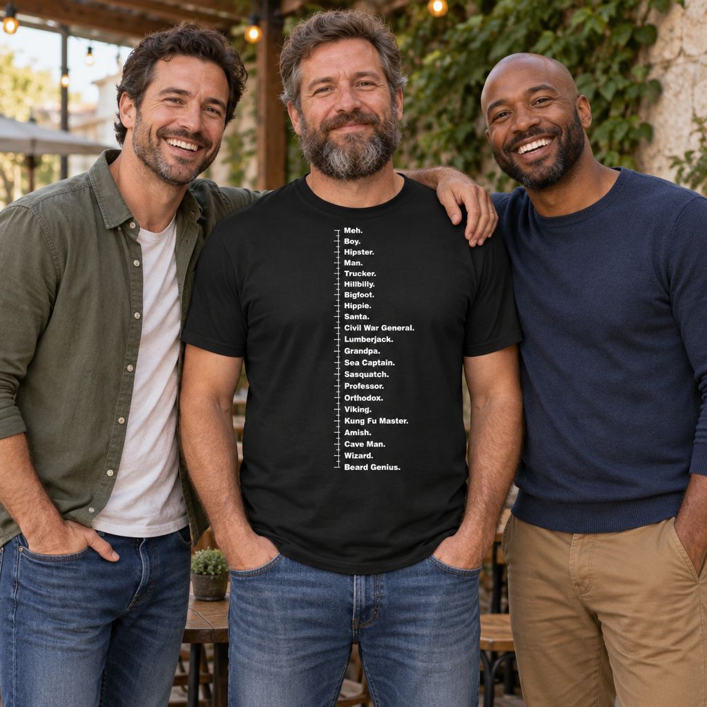 Beard Measuring Shirt — Black T-Shirt — lifestyle group