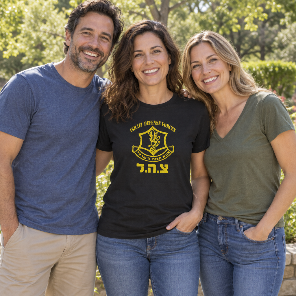 Israeli Defense Forces Emblem — Black T-Shirt — lifestyle group