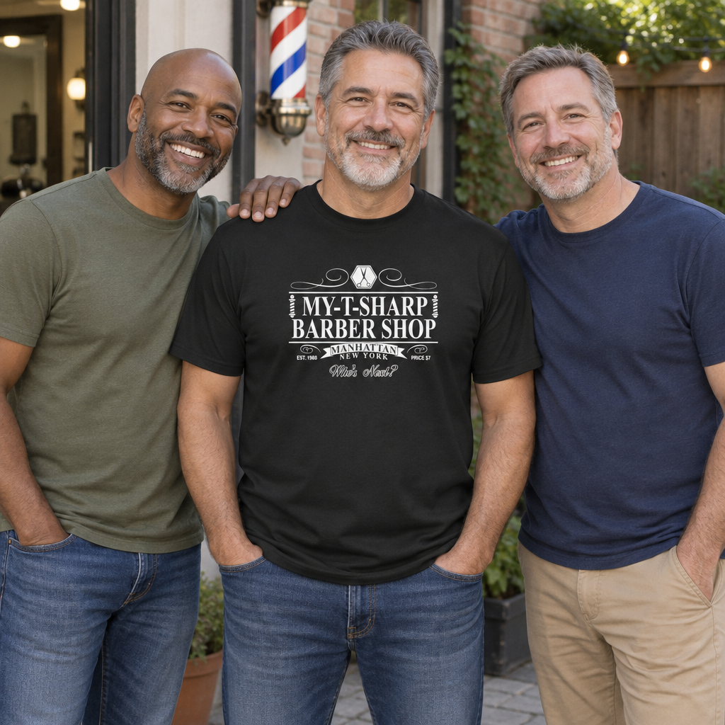 My-T-Sharp Barber Shop — Black T-Shirt — lifestyle group