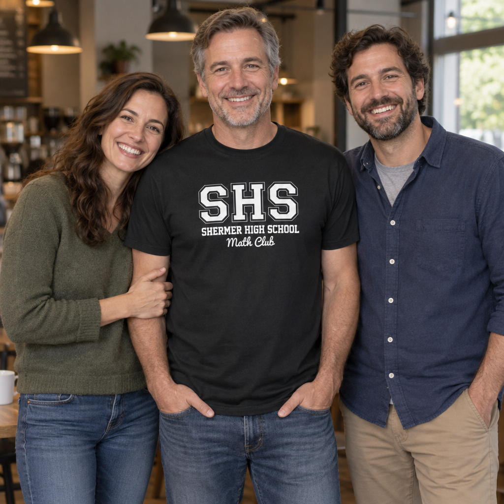 Shermer High School Math Club — Black T-Shirt — lifestyle group