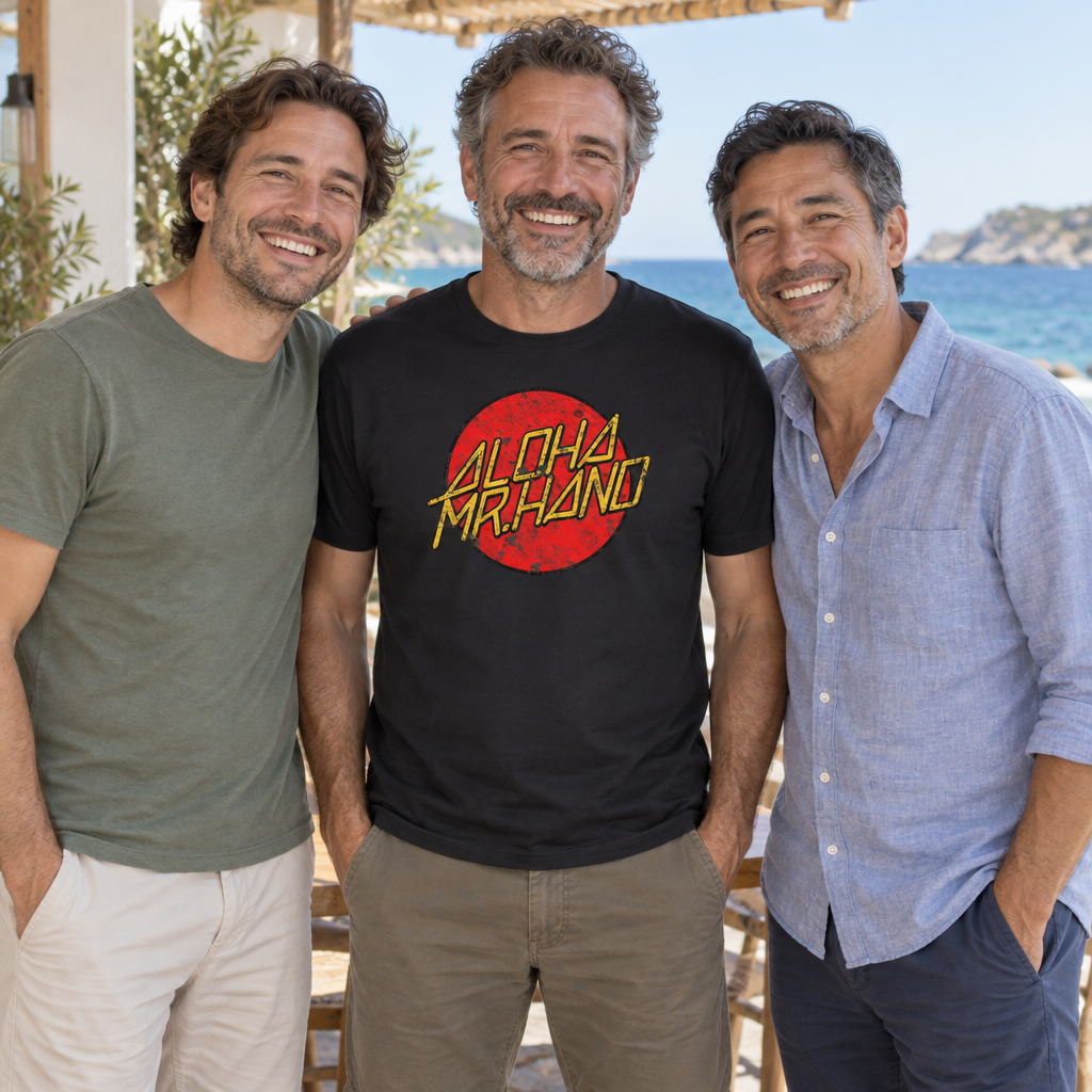 Aloha Mr. Hand — Black T-Shirt — lifestyle group