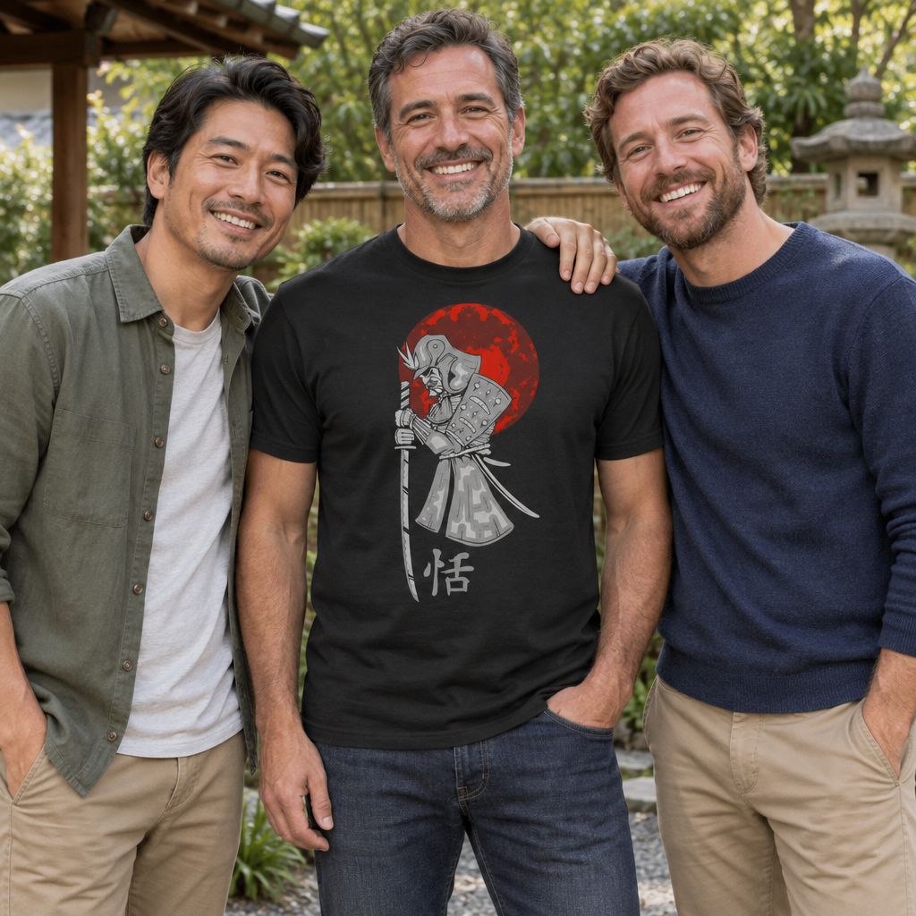 Samurai Sword Illustration — Black T-Shirt — lifestyle group