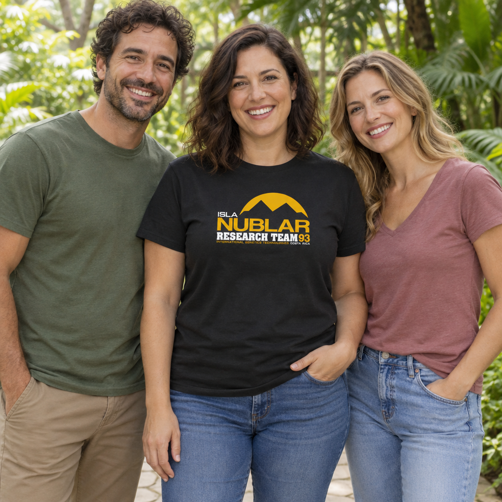 Isla Nublar Research Team 93 — Black T-Shirt — lifestyle group