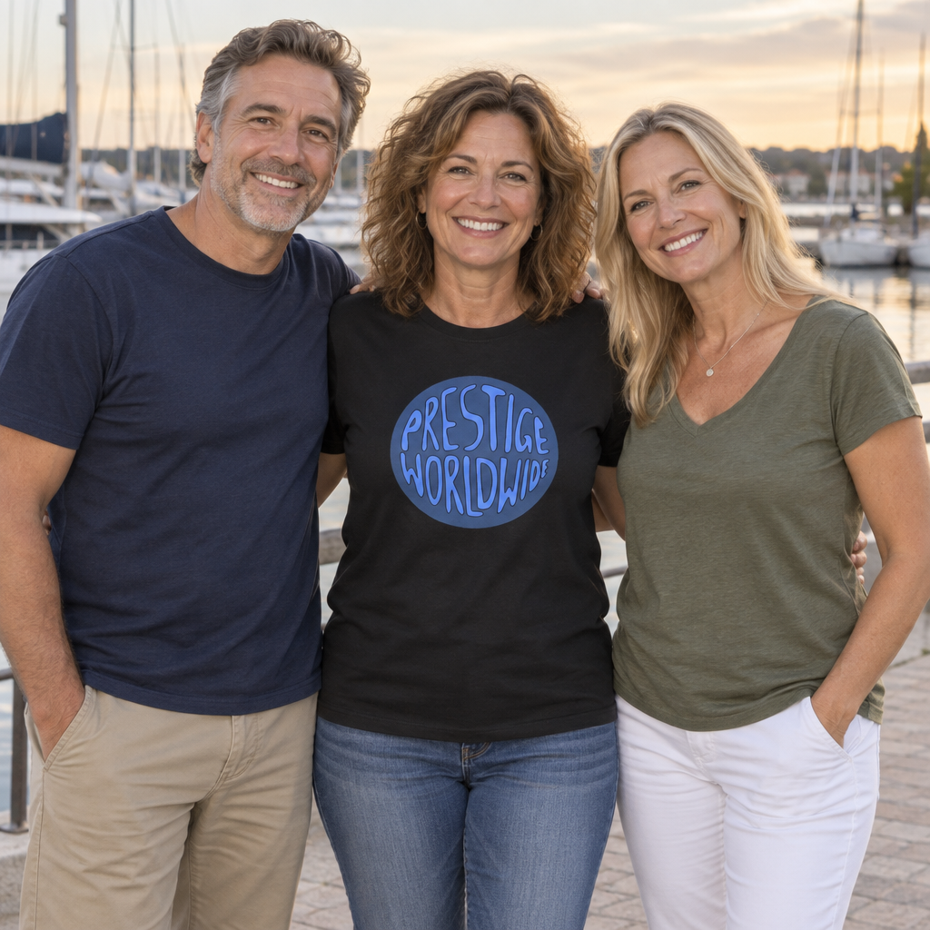 Prestige Worldwide — Black T-Shirt — lifestyle group