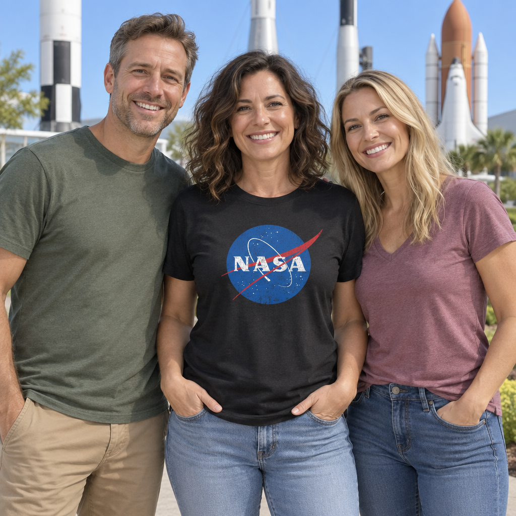 NASA Blue Space Emblem — Black T-Shirt — lifestyle group