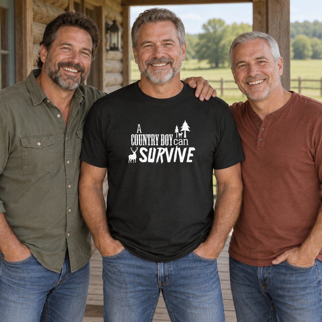 A Country Boy Can Survive — Black T-Shirt — lifestyle group