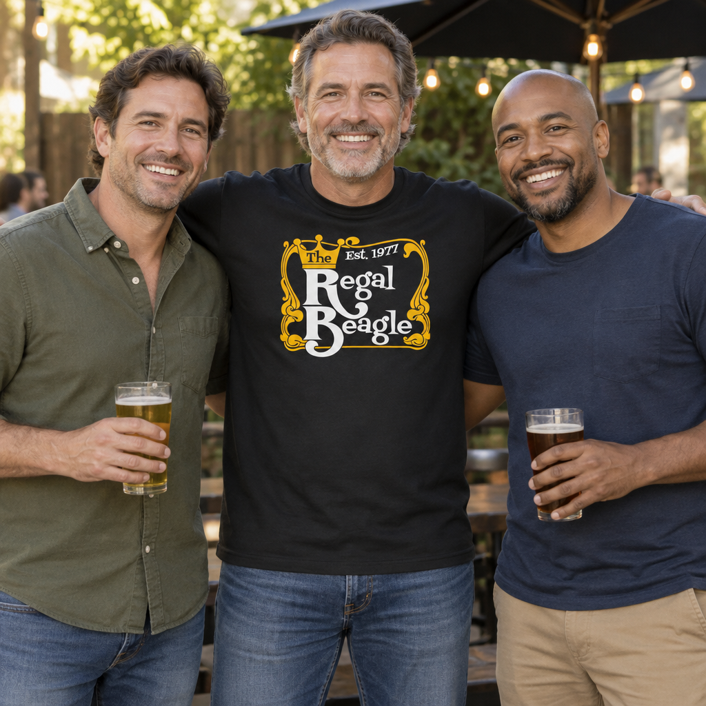 The Regal Beagle — Black T-Shirt — lifestyle group