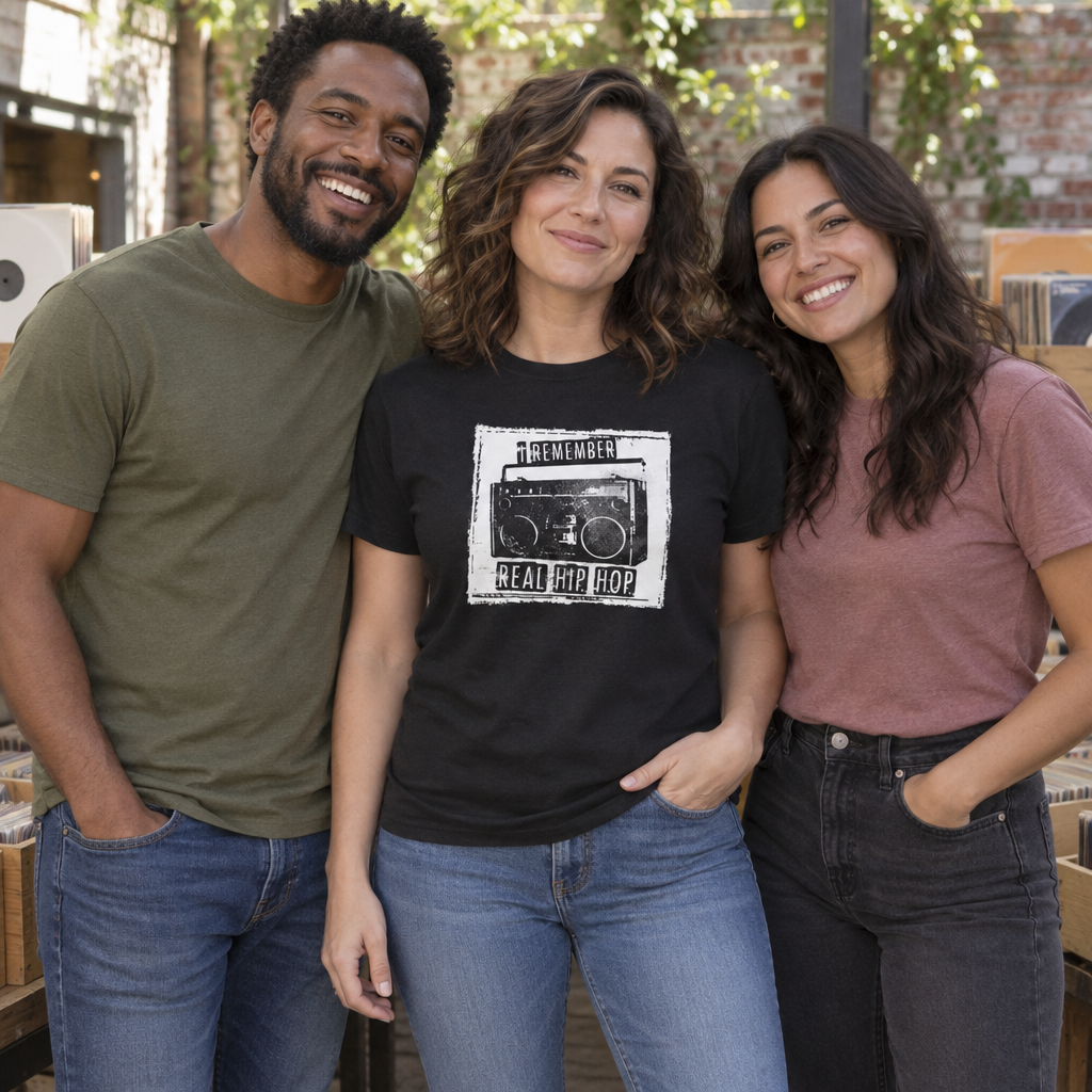 I Remember Real Hip Hop — Black T-Shirt — lifestyle group