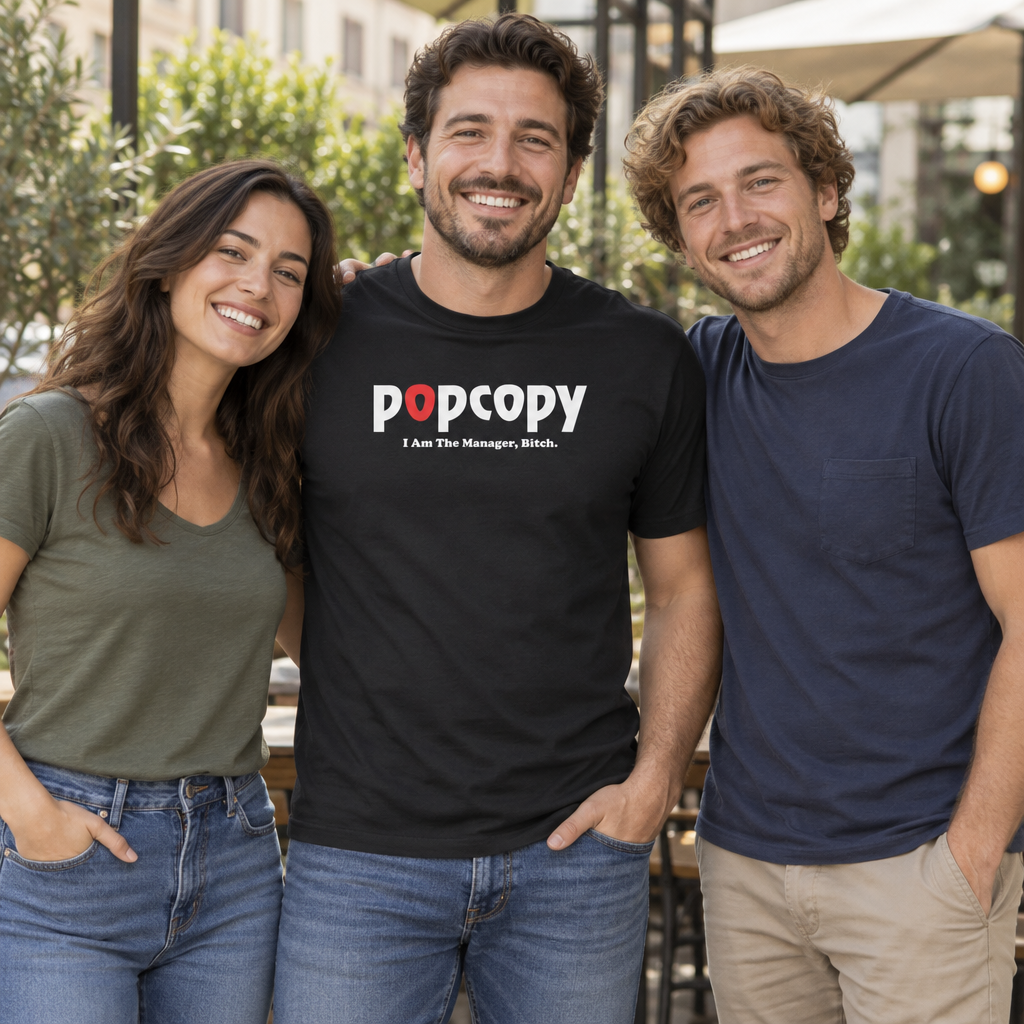 Popcopy — Black T-Shirt — lifestyle group