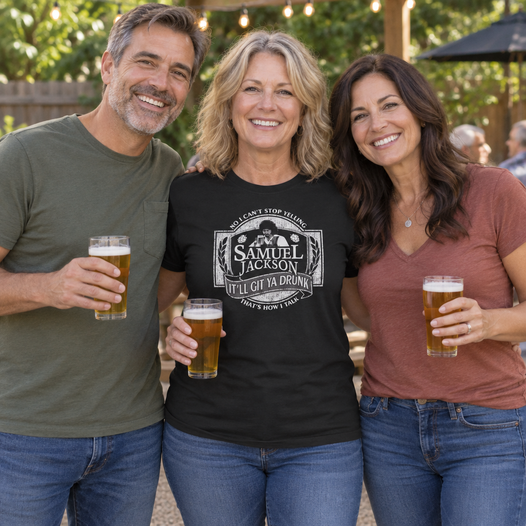 Samuel Jackson Beer — Black T-Shirt — lifestyle group