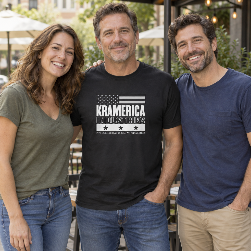 Kramerica Industries — Black T-Shirt — lifestyle group