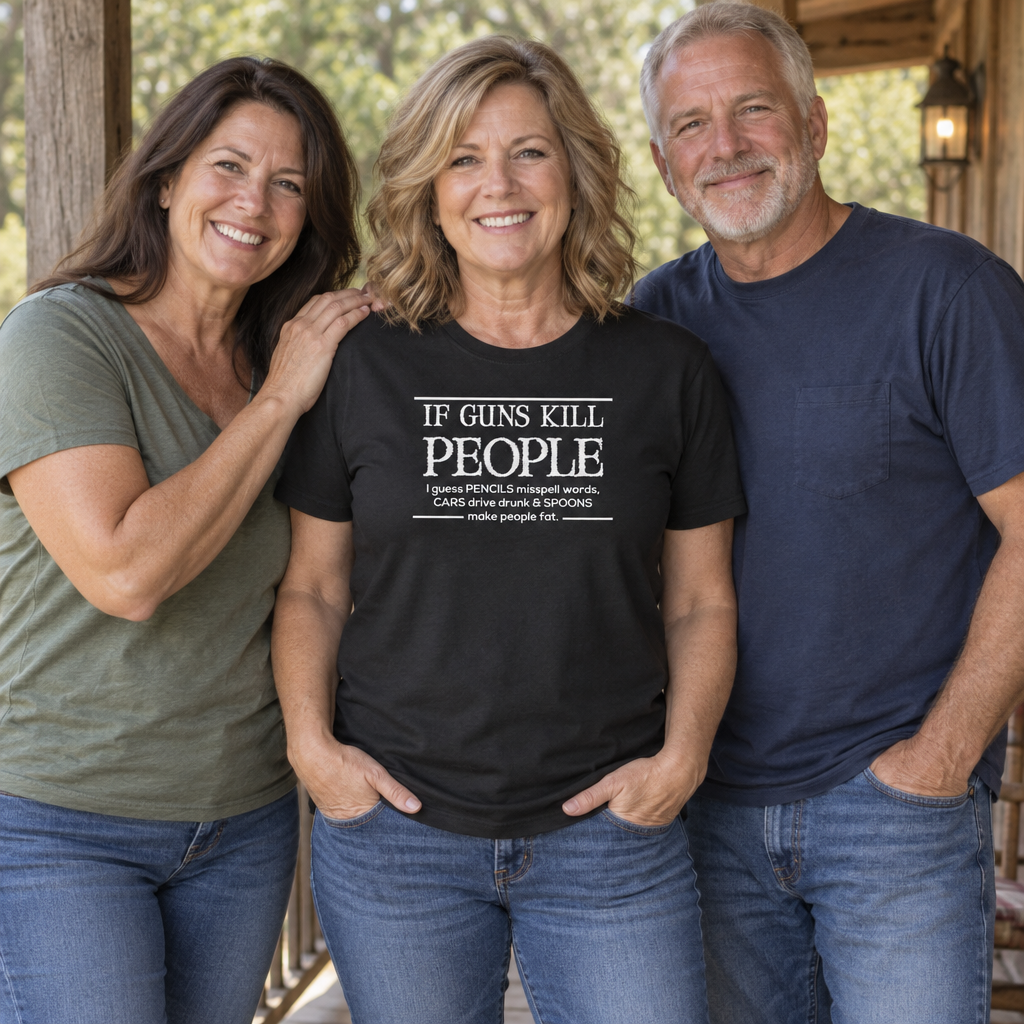 If Guns Kill People Pencils Misspell Words — Black T-Shirt — lifestyle group
