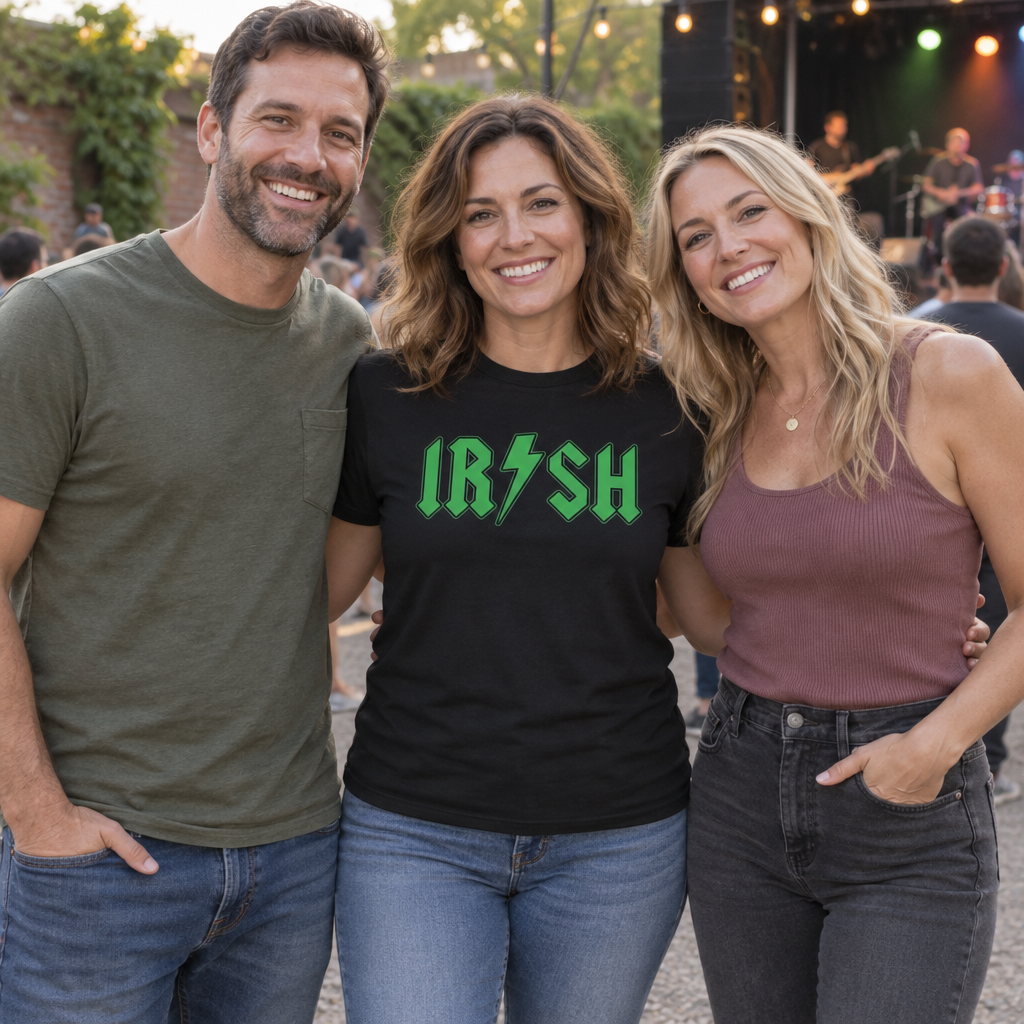 Irish Rock Lettering — Black T-Shirt — lifestyle group