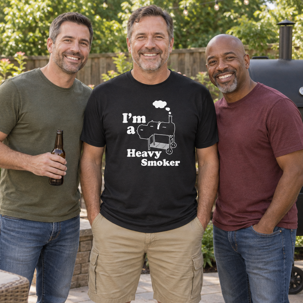 I'm a Heavy Smoker BBQ — Black T-Shirt — lifestyle group