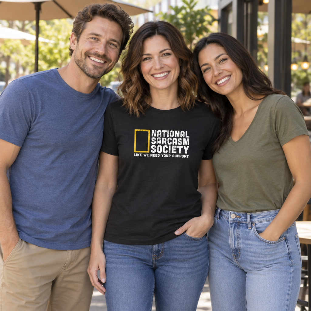 National Sarcasm Society — Black T-Shirt — lifestyle group