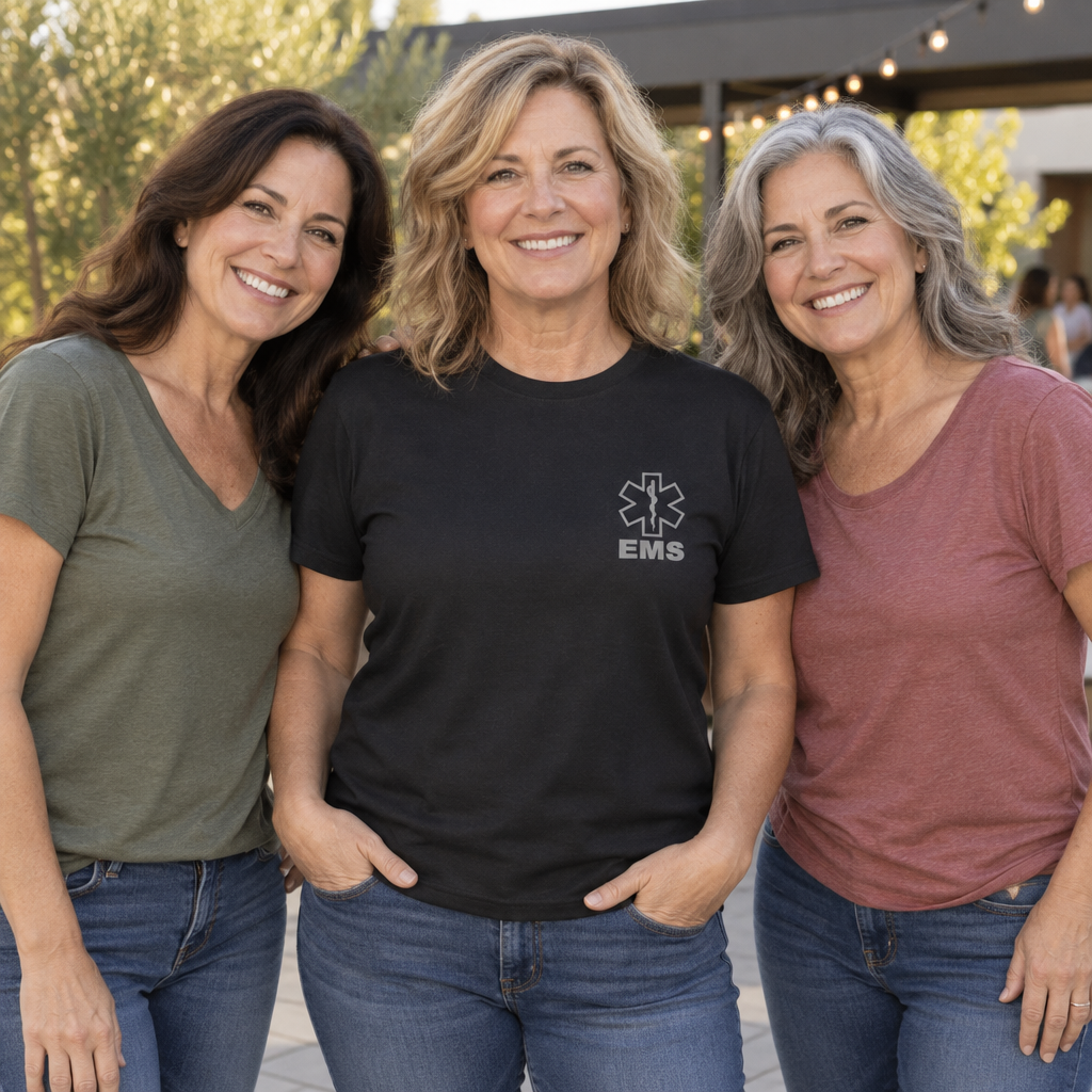 EMS Star of Life — Black T-Shirt — lifestyle group