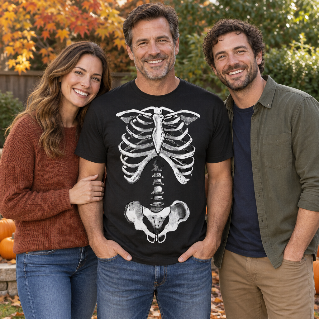 Skeleton Rib Cage — Black T-Shirt — lifestyle group