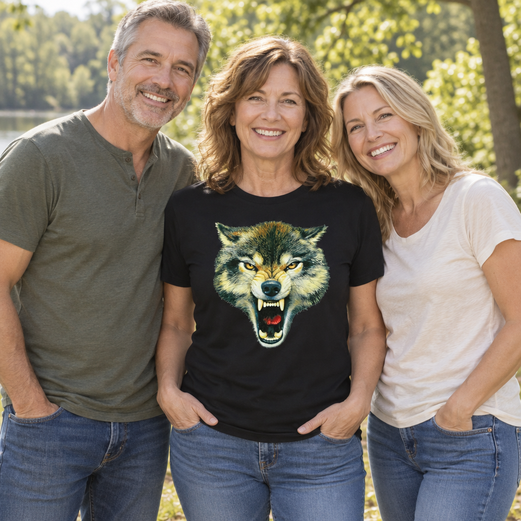 Snarling Wolf — Black T-Shirt — lifestyle group