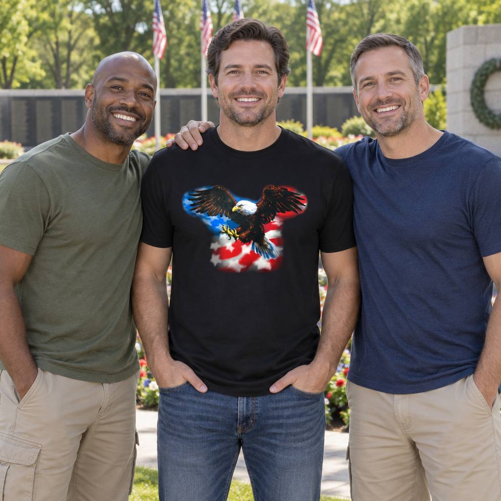 American Flag Eagle — Black T-Shirt — lifestyle group