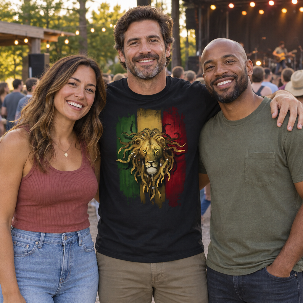 Rasta Lion — Black T-Shirt — lifestyle group