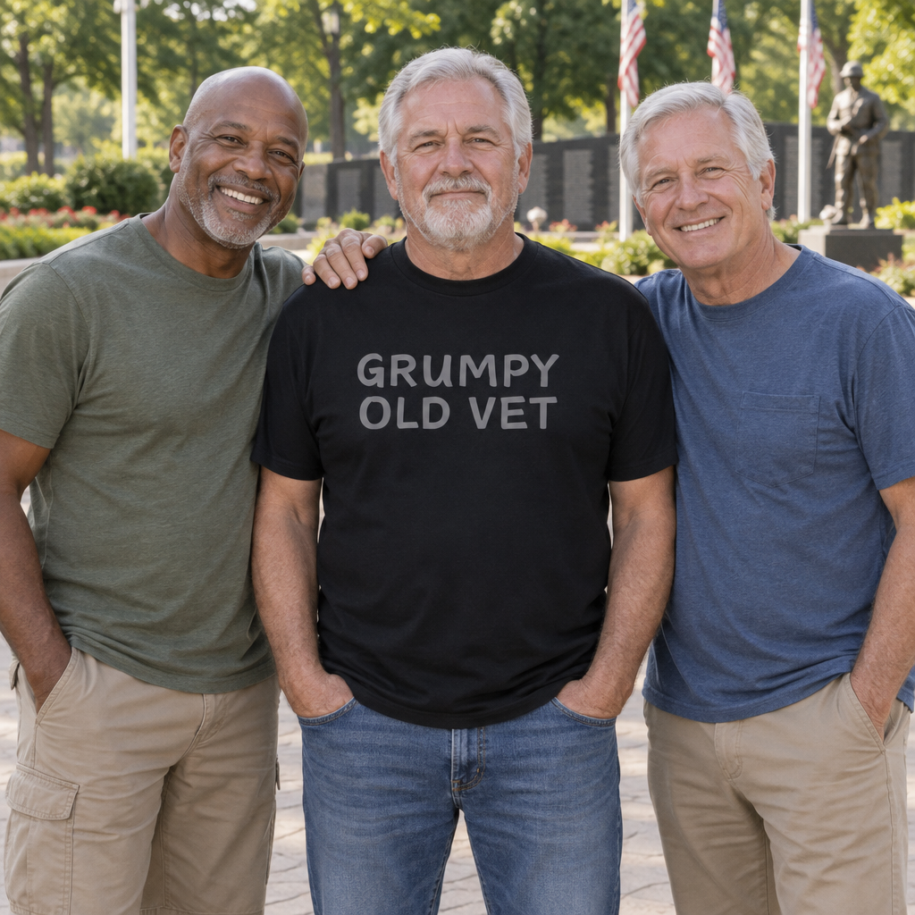 Grumpy Old Vet — Black T-Shirt — lifestyle group