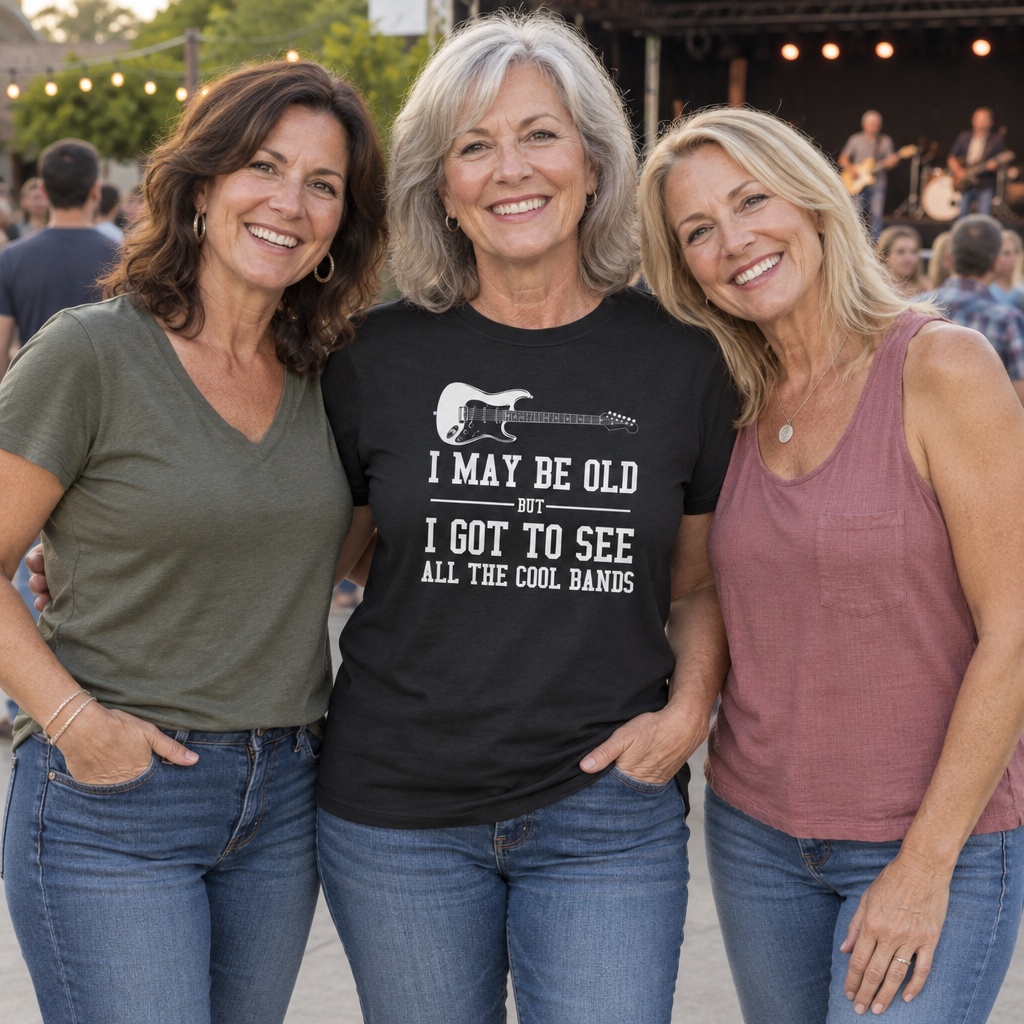 I Got to See All the Cool Bands — Black T-Shirt — lifestyle group