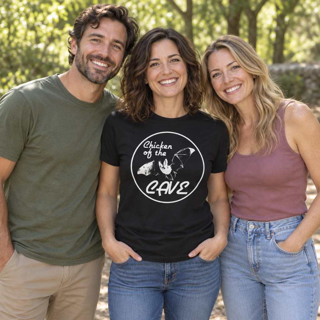 Chicken of the Cave — Black T-Shirt — lifestyle group