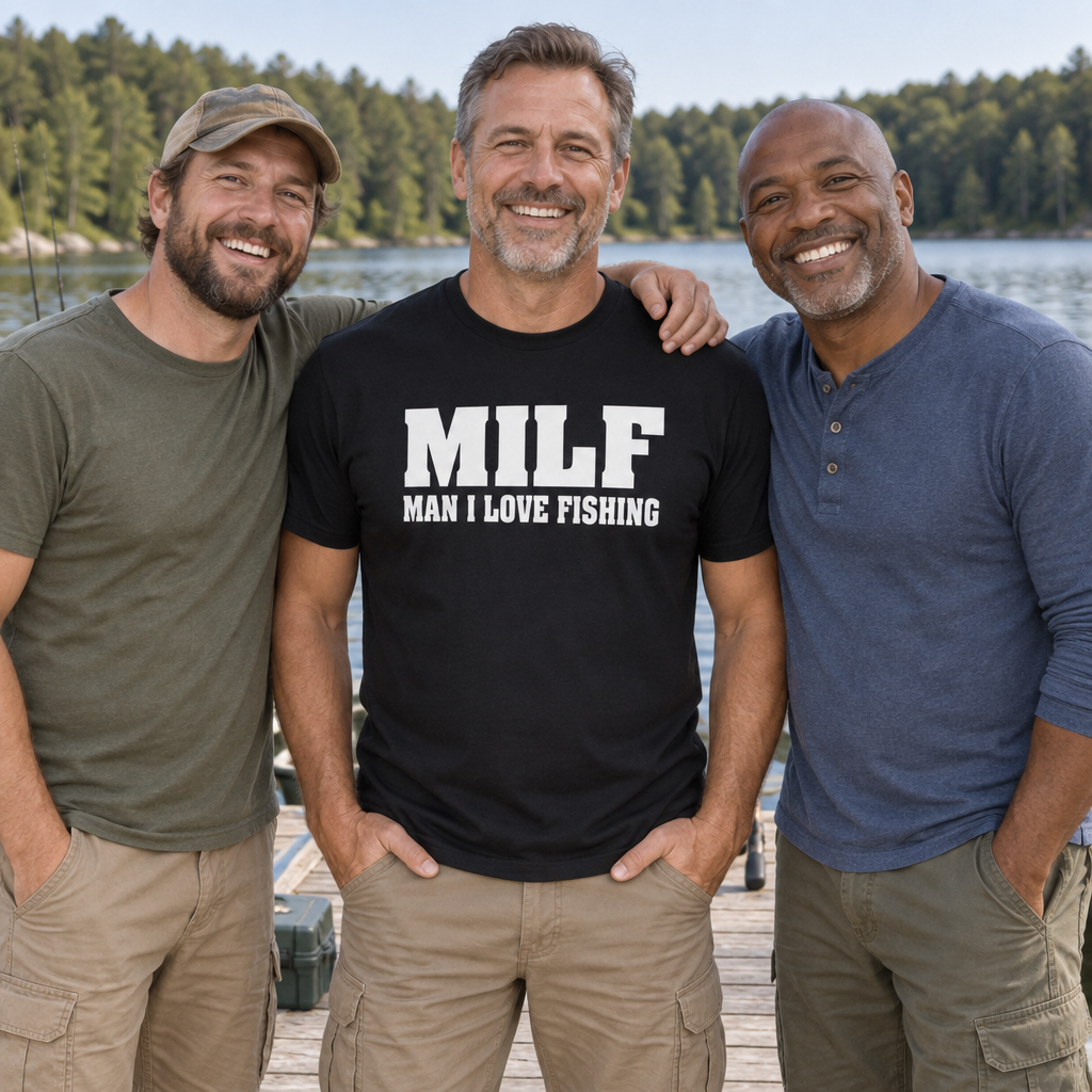 MILF Man I Love Fishing — Black T-Shirt — lifestyle group