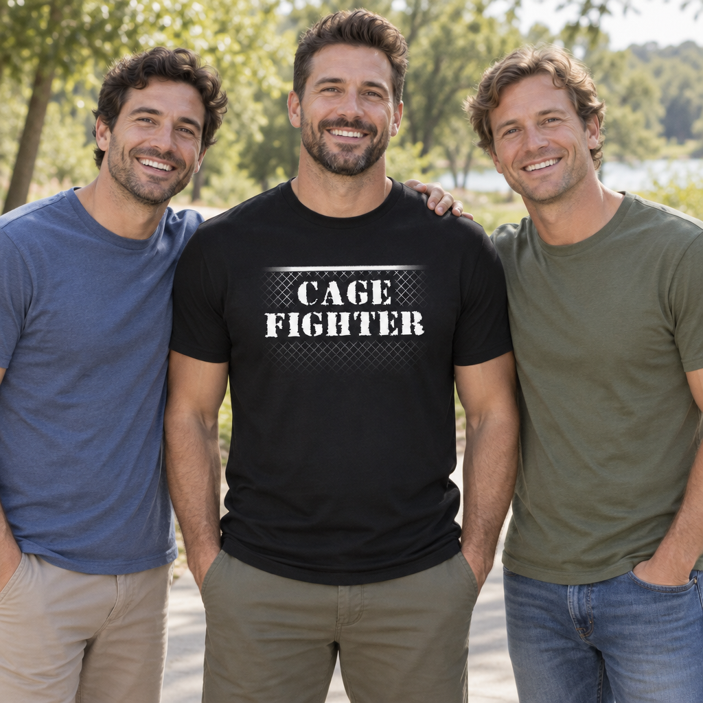 Cage Fighter — Black T-Shirt — lifestyle group