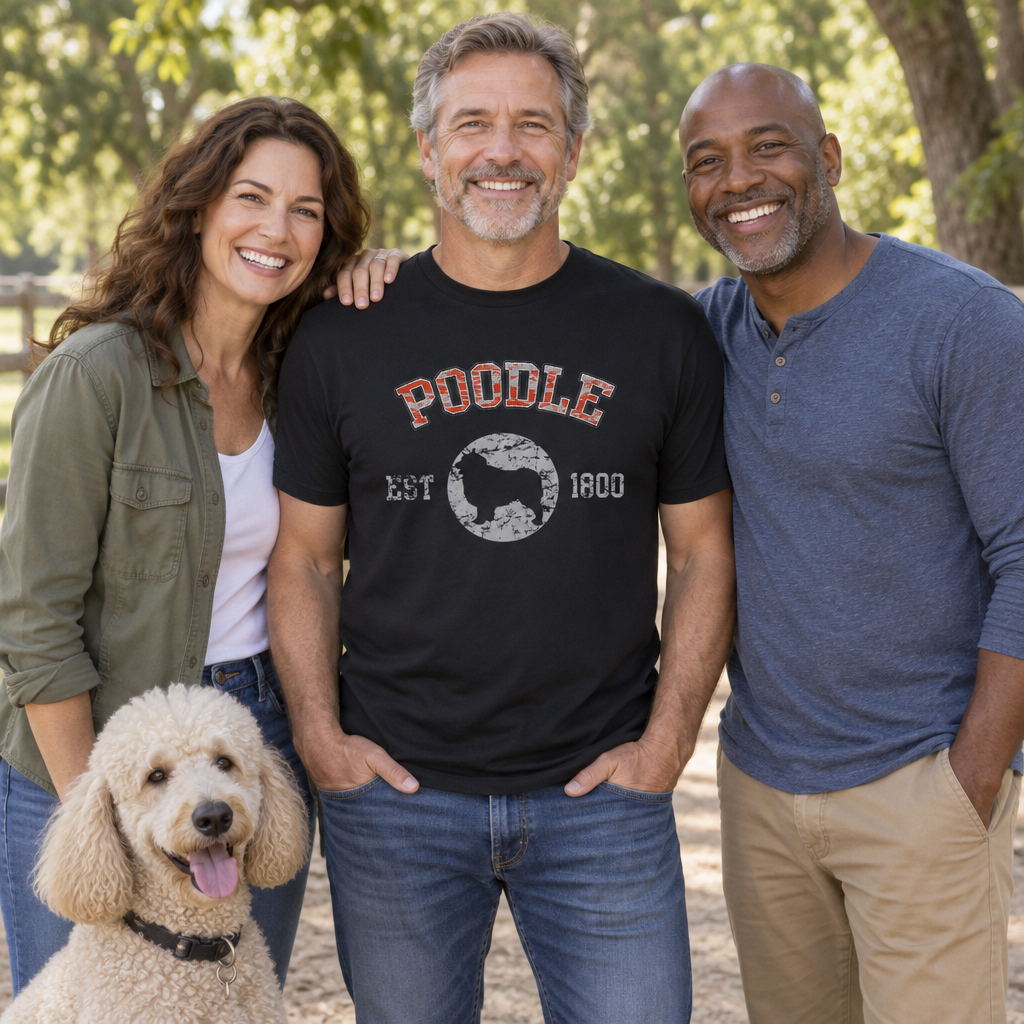 Poodle Established 1800 — Black T-Shirt — lifestyle group