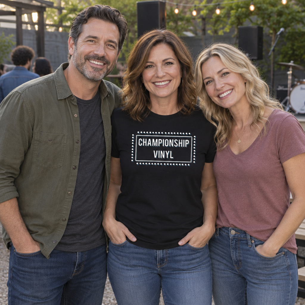 Championship Vinyl — Black T-Shirt — lifestyle group