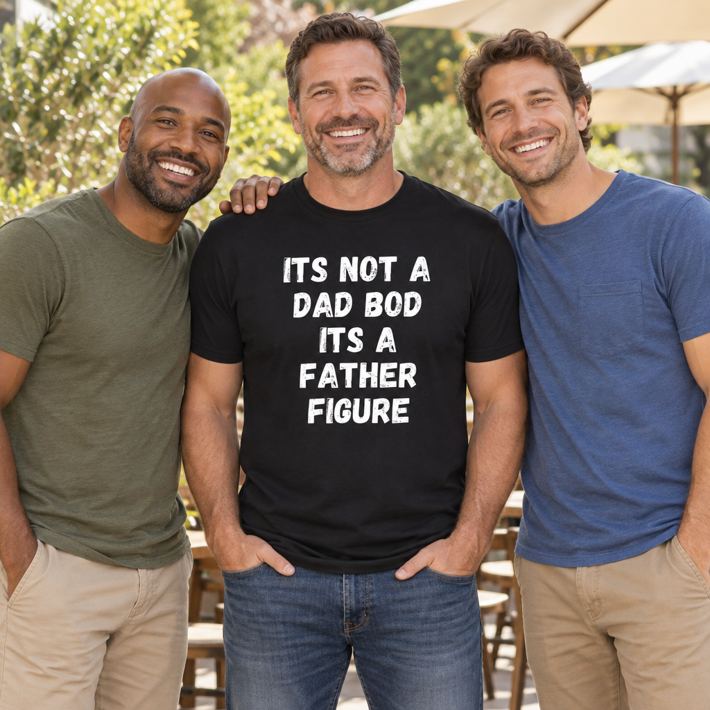 Dad Bod Father Figure — Black T-Shirt — lifestyle group
