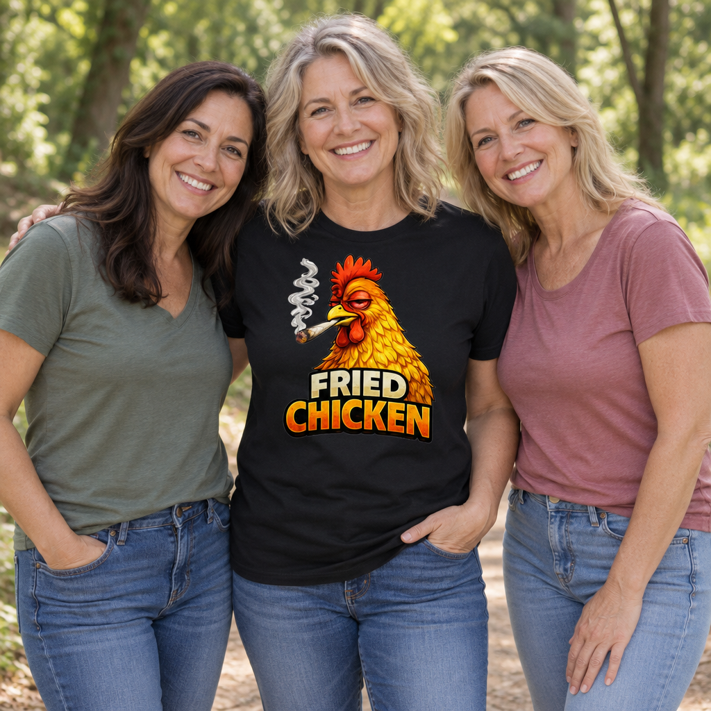 Funny Chicken Smoking Weed — Black T-Shirt — lifestyle group