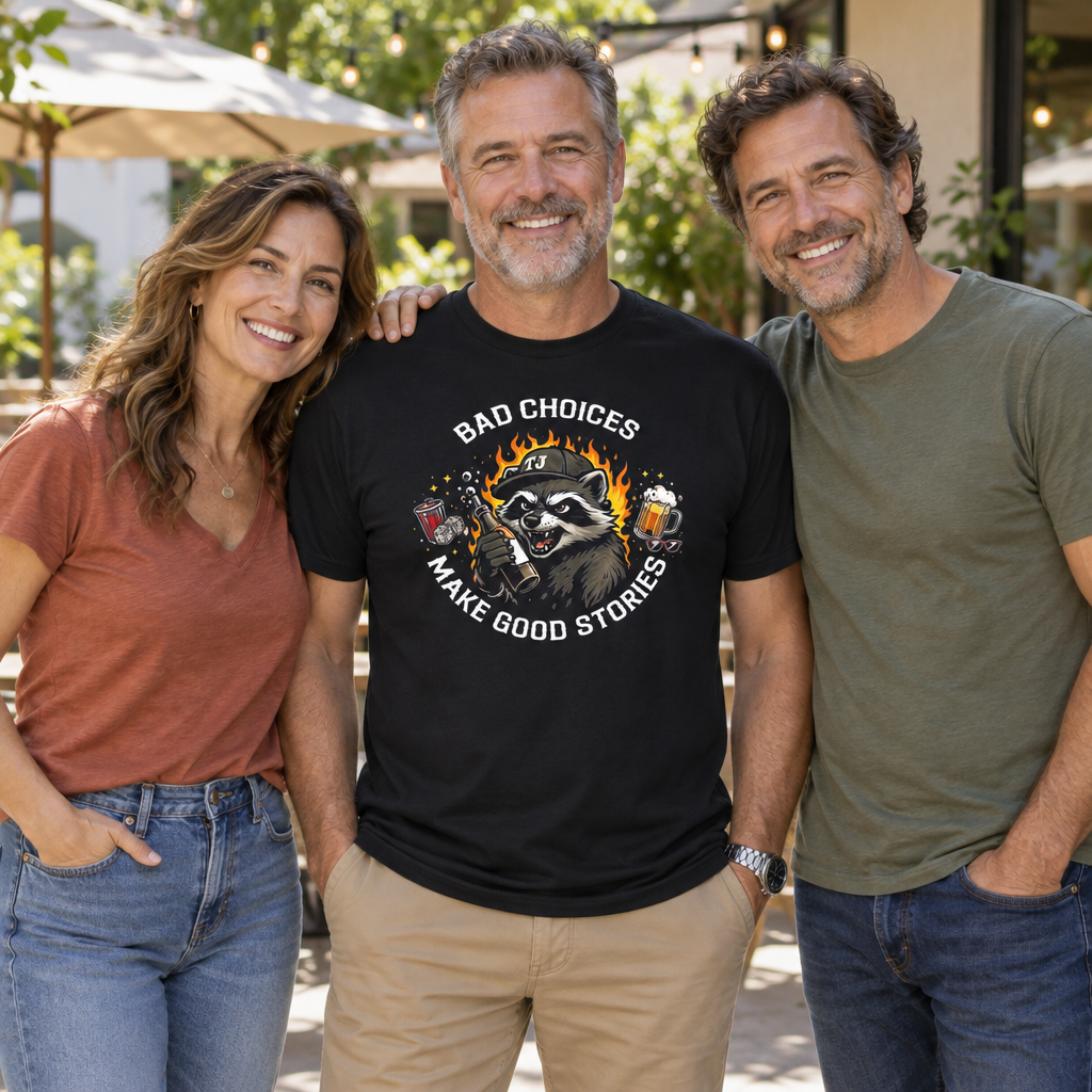Bad Choices Make Good Stories — Black T-Shirt — lifestyle group