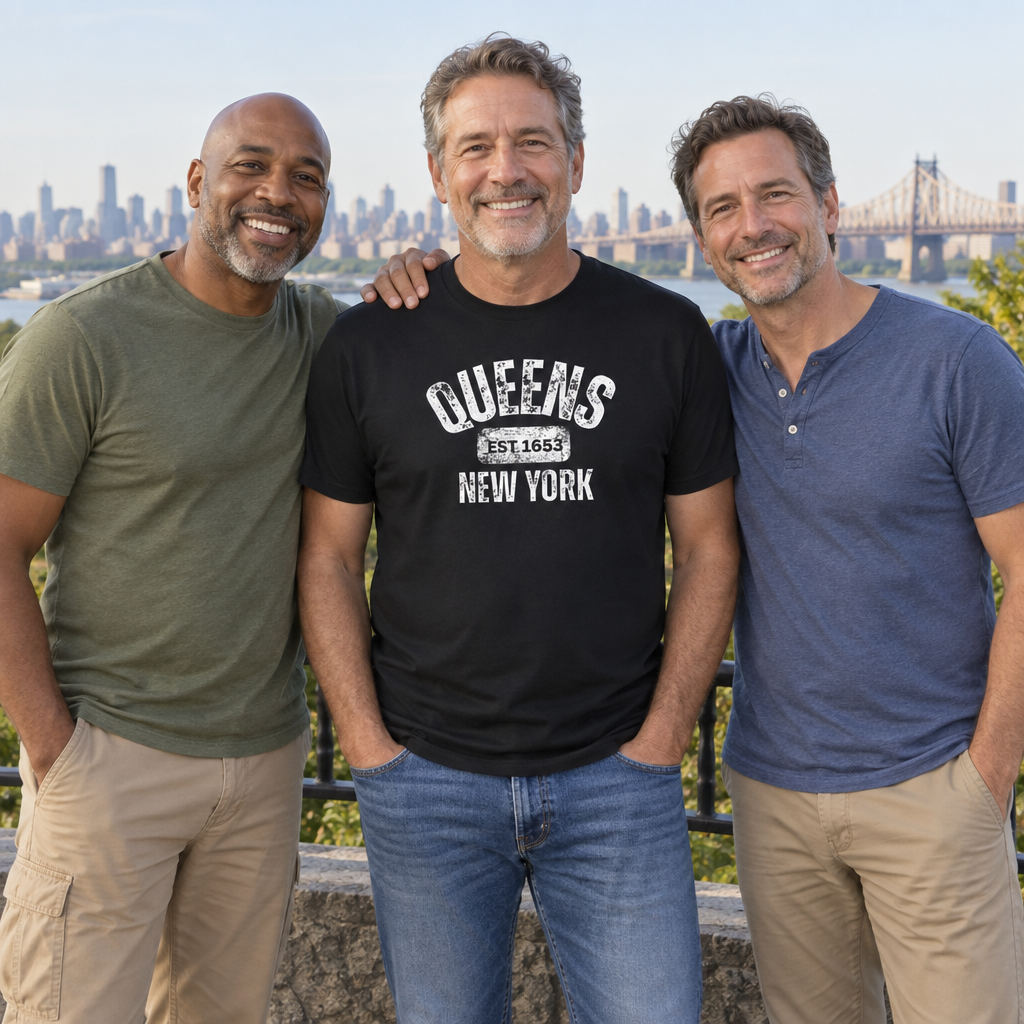 Queens New York Est. 1653 — Black T-Shirt — lifestyle group