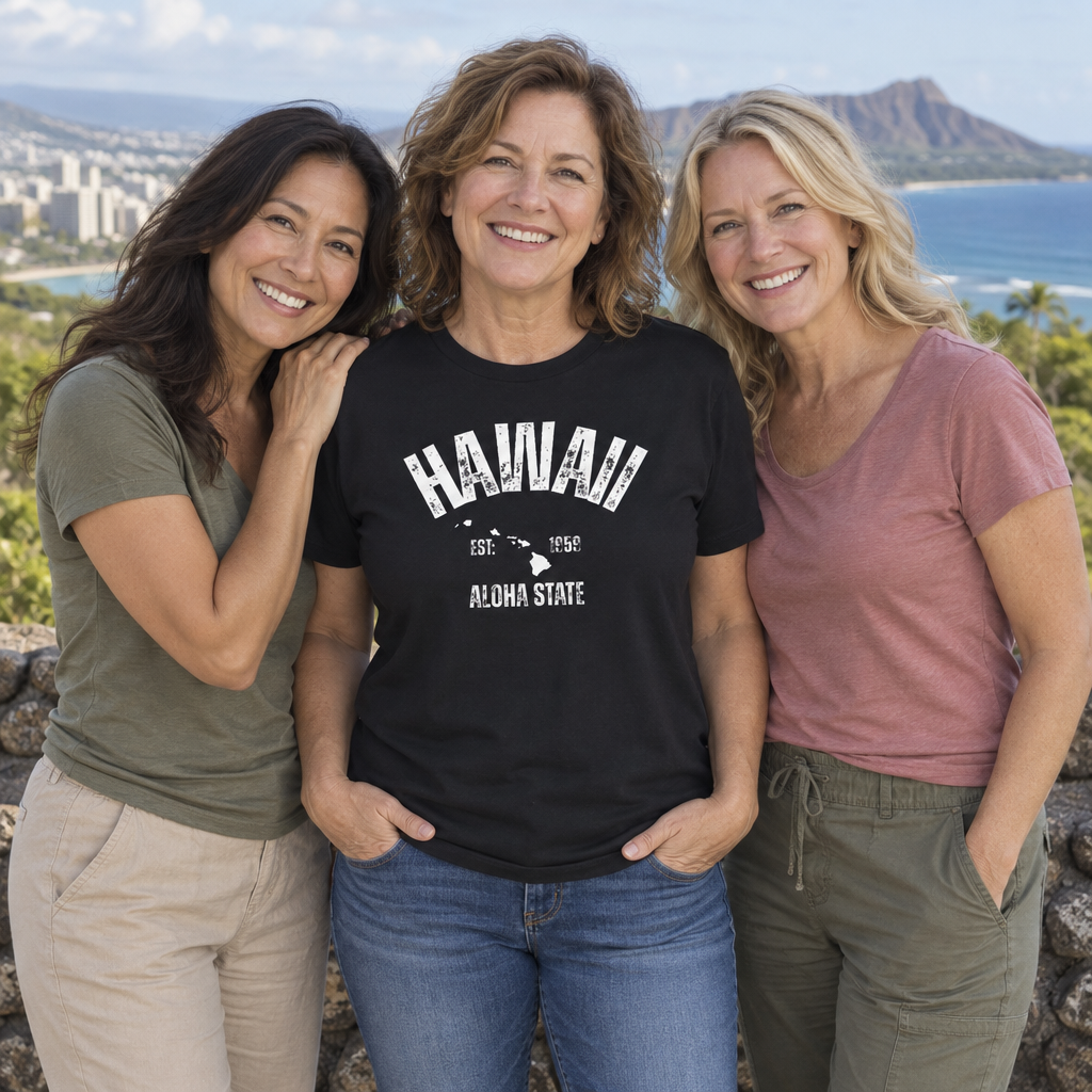 Hawaii The Aloha State Est 1959 — Black T-Shirt — lifestyle group