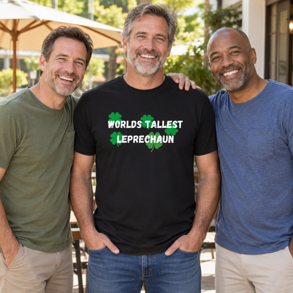 Worlds Tallest Leprechaun — Black T-Shirt — lifestyle group