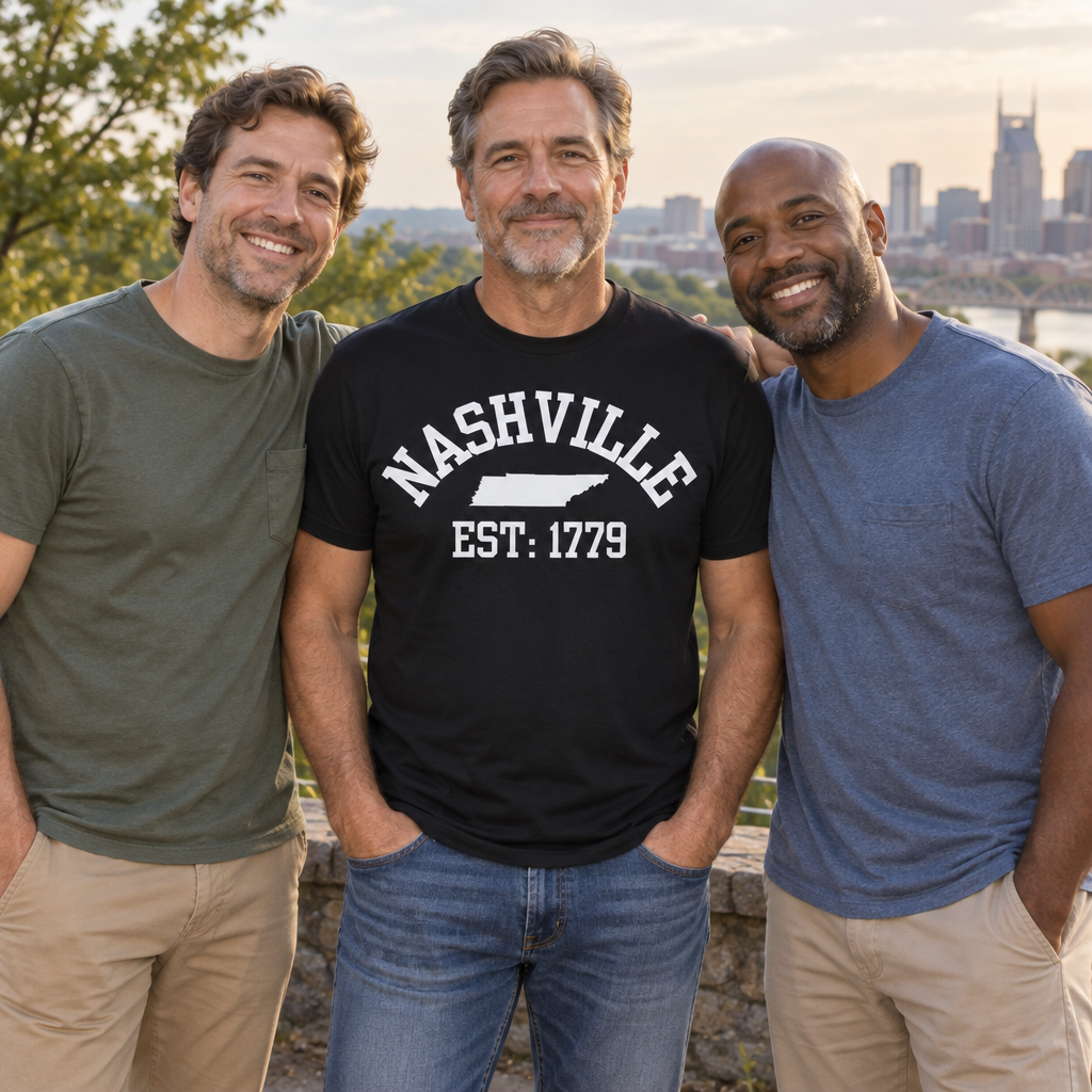 Nashville Tennessee Est. 1779 Novelty Vacation — Black T-Shirt — lifestyle group