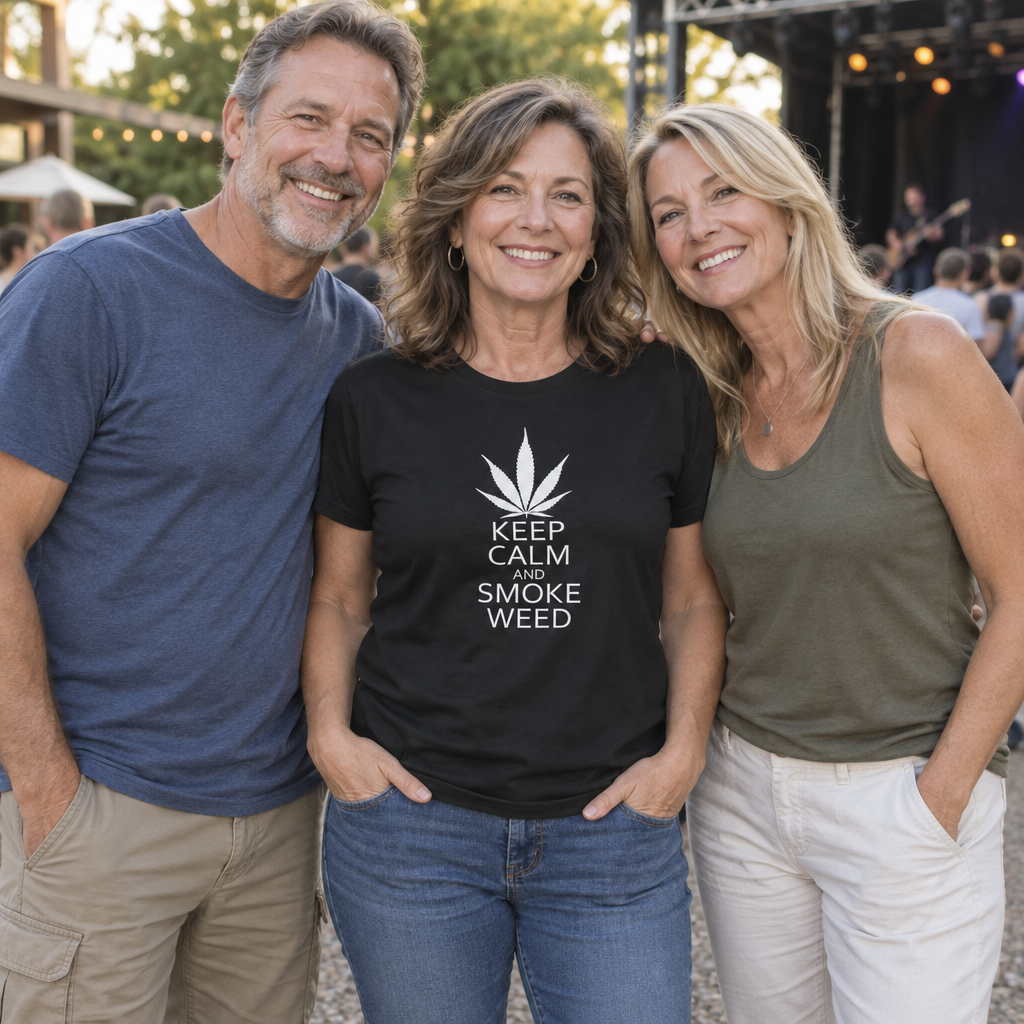Keep Calm and Smoke Weed Graphic — Black T-Shirt — lifestyle group