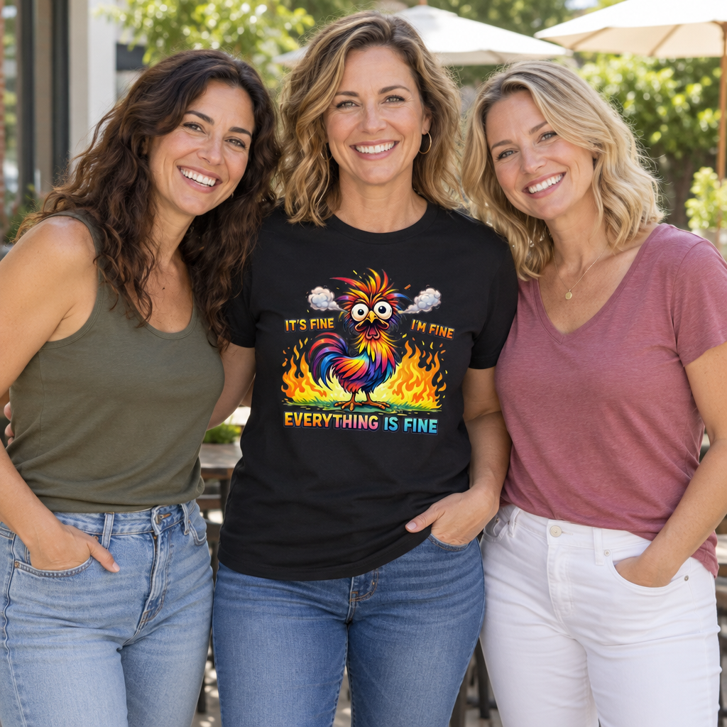 Everything Is Fine Owl — Black T-Shirt — lifestyle group