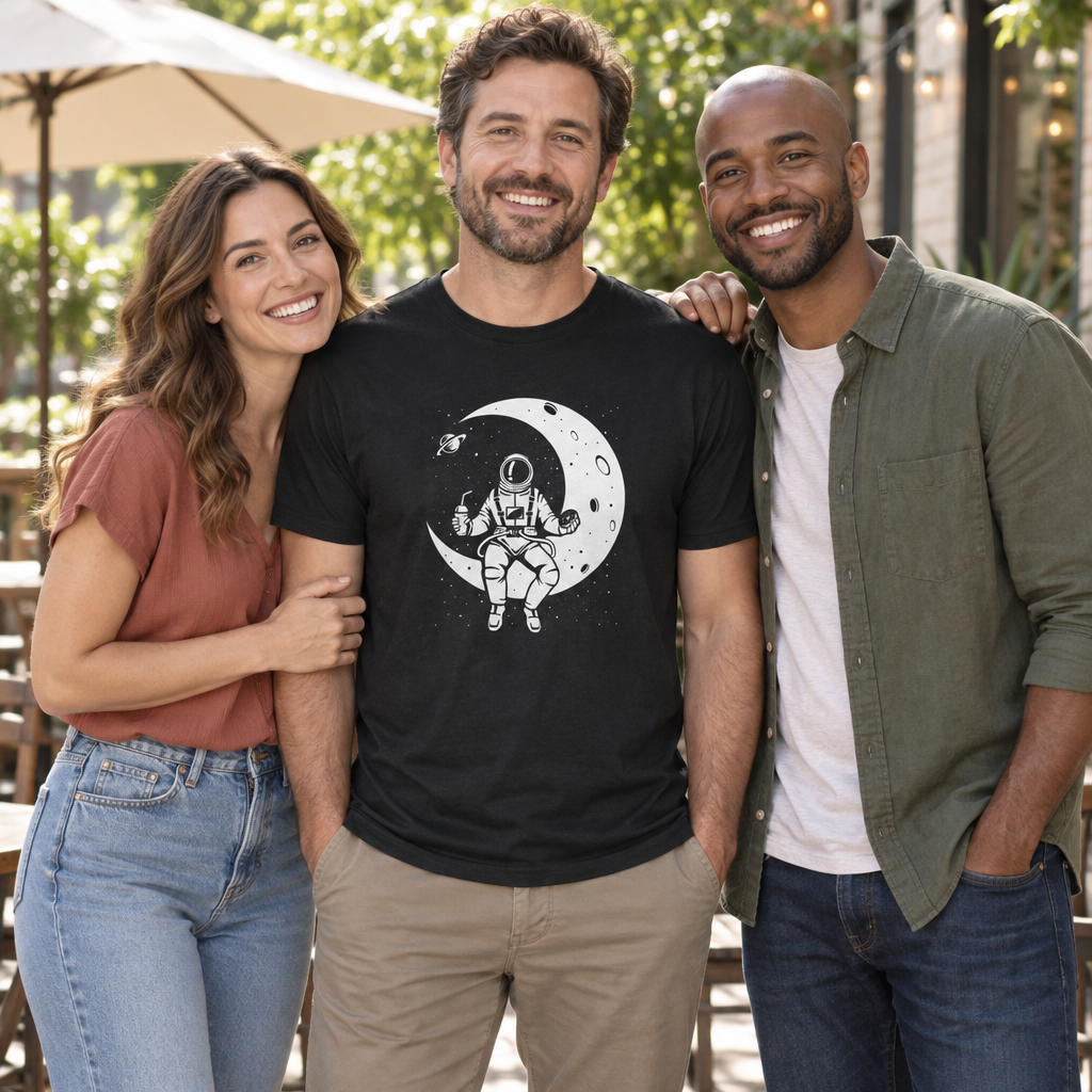 Launch Break — Black T-Shirt — lifestyle group