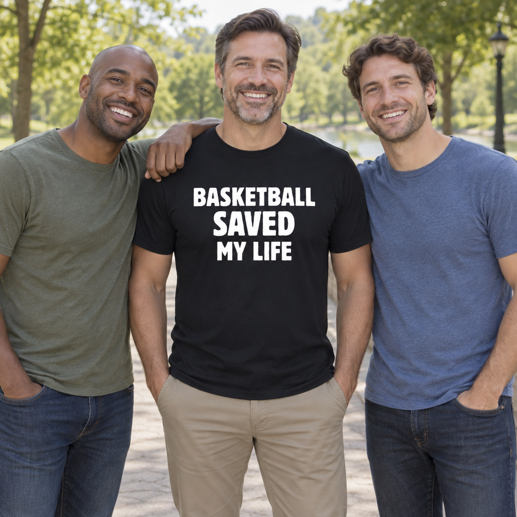 Basketball Saved My Life — Black T-Shirt — lifestyle group